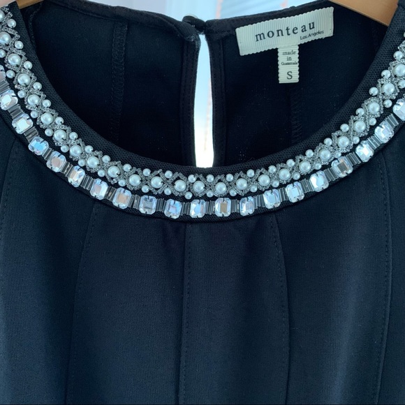 Monteau Jewel Neck Fit and Flare Little Black Cocktail Dress size Small - Picture 8 of 8